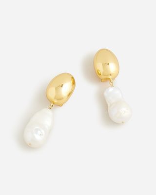 J.Crew + Freshwater Pearl and Gold Earrings