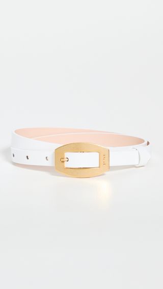 By Far + Block White Semi Patent Leather Belt