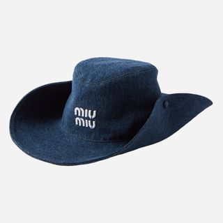 Miu Miu + Logo-Embroidered Denim Cowboy Hat