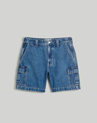 Madewell + Low-Slung Straight Cargo Jean Shorts in Melgrave Wash