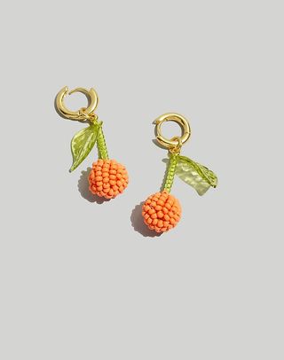 Madewell + Orange Beaded Huggie Hoop Earrings