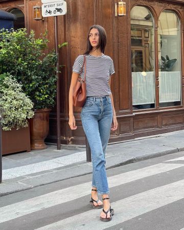 The Best Striped-Tee Outfits Inspired by French Women | Who What Wear