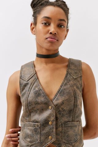 Urban Outfitters + Uo Pamela Faux Leather Moto Vest