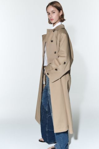 Zara + Oversized Buttoned Trench Coat