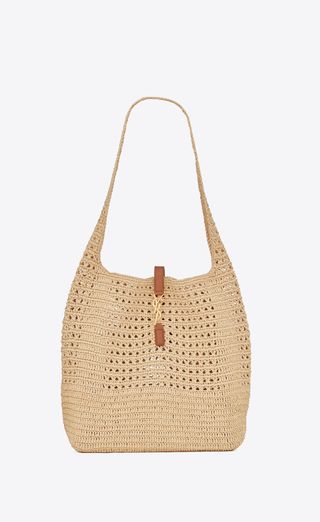 Saint Laurent + Hobo Raffia Bag in Crochet and Smooth Leather