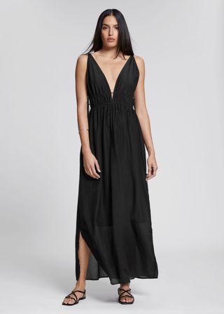 & Other Stories + Tie-Detailed V-Cut Dress