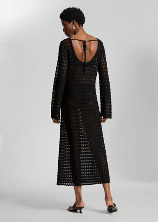 & Other Stories + Open Tie-Back Pointelle Knit Dress