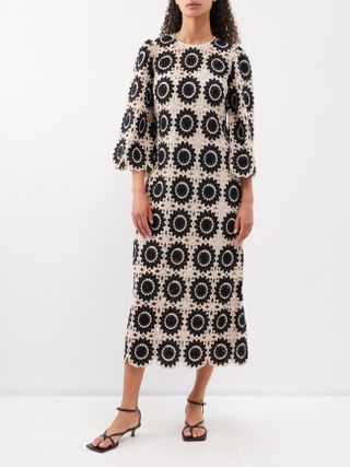 Zimmermann + Wide-Sleeve Crocheted Cotton-Blend Dress