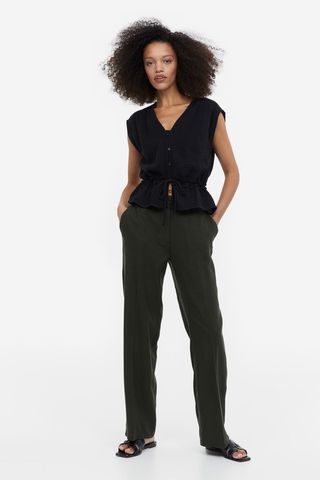 H&M + Linen-Blend Twill Pants