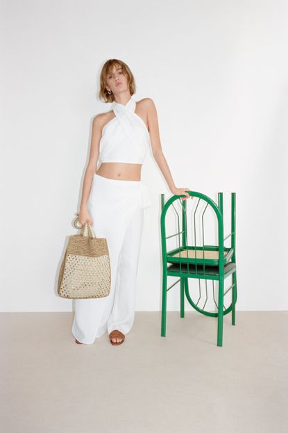 Sandales Zara été Blanches - Taille 5 - Talon Moyen - Occasion