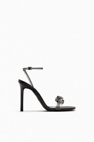 Zara + High-Heel Vinyl Embellished Sandals
