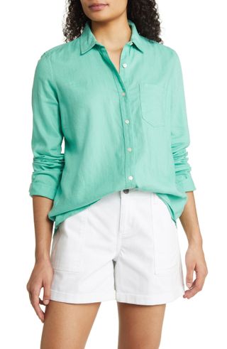 Caslon + Casual Linen Blend Button-Up Shirt