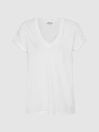Reiss + Luana Cotton Jersey V-Neck T-Shirt