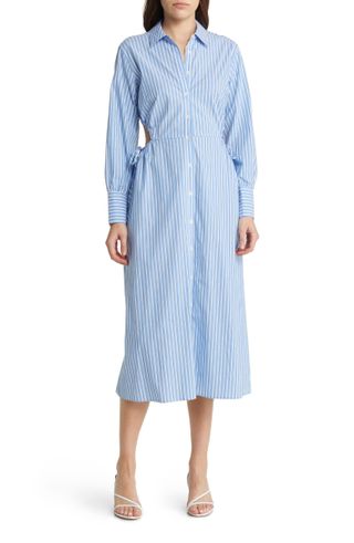 Rails + Holly Stripe Long Sleeve Cotton Blend Shirtdress