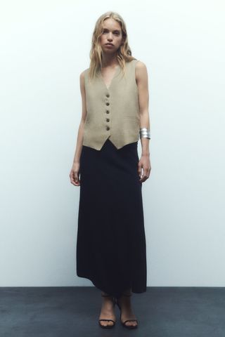 Zara + Tailored Linen Vest