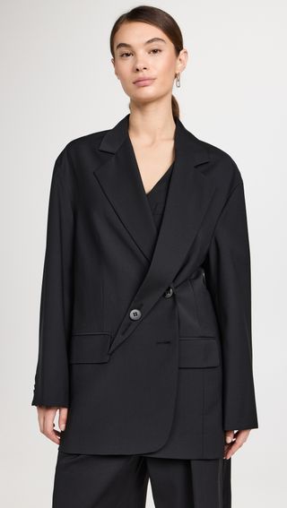 Tibi + Tropical Wool Detached Lapel Liam Blazer