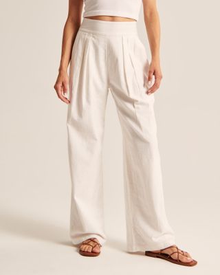 Abercrombie and Fitch + Linen-Blend Ultra Wide-Leg Pant