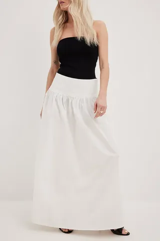 NA-KD Boho + Gathered Maxi Cotton Skirt