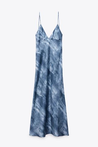 Zara + Printed Denim Slip Dress