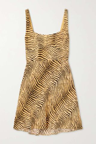 Rixo + Ronan Zebra-Print Linen-Blend Mini Dress