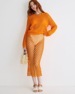 J.Crew + Limited-Edition Crochet Midi Skirt