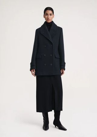 Toteme + Soft Felted Wool Peacoat Navy
