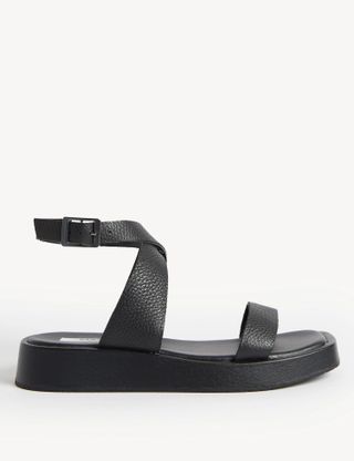 M&S Collection + Leather Ankle Strap Flatform Sandals