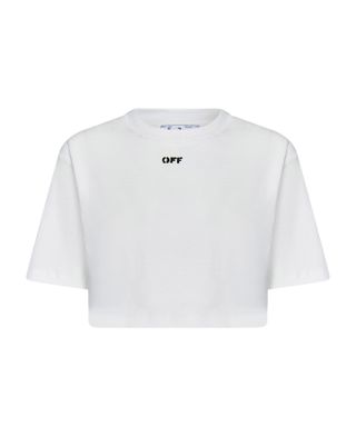 Off-White + Off Stamp Ribbed Cropped T-Shirt