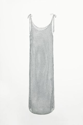 Zara + Openwork Dress with Metallic Thread