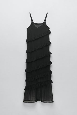 Zara + Ruffled Long Knit Dress