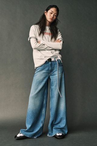 Zara + Low-Rise Palazzo Jeans
