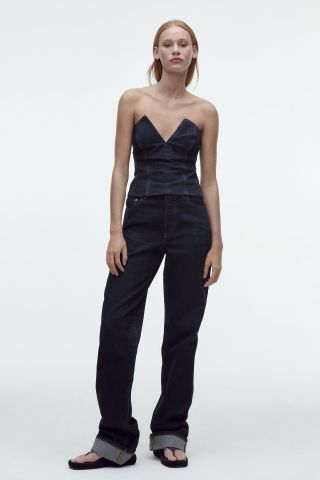 Zara + ZW Low-Rise Loose Fit Extra Long Jeans