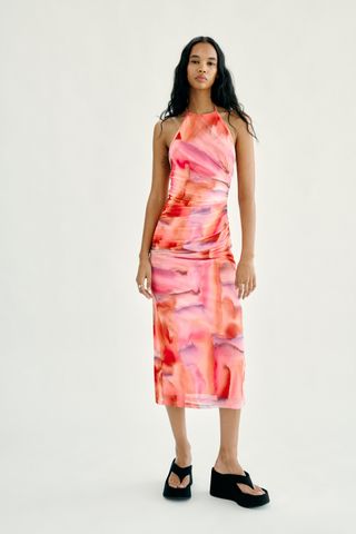 Zara + Printed Tulle Dress