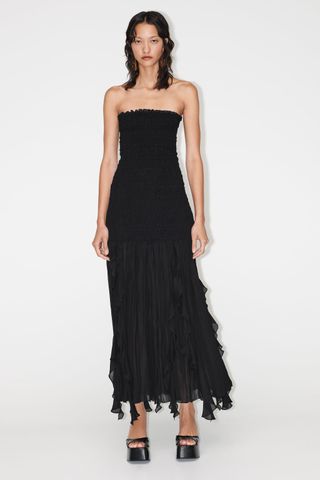 Zara + Ruched Strapless Dress