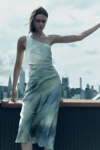 Zara + Draped Satin Effect Dress