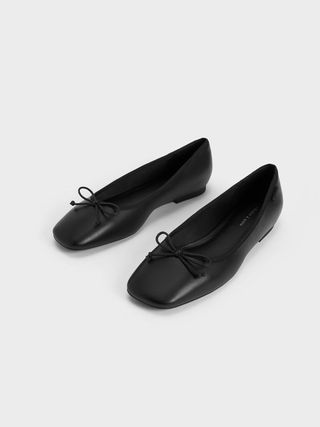 Charles & Keith + Rounded Square-Toe Ballerinas