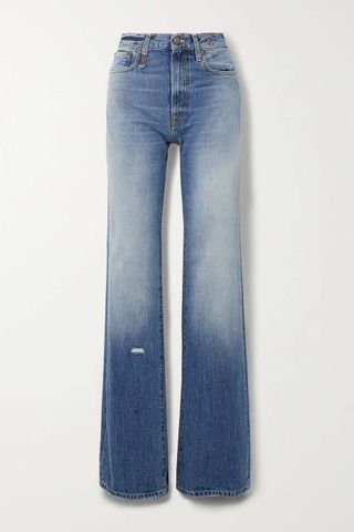 R13 + Jane Distressed High-Rise Wide-Leg Jeans