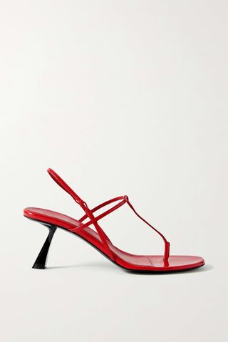 Khaite + Linden Patent-Leather Slingback Sandals