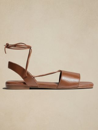 Banana Republic Factory + Lace-Up Flat Leather Sandal in Tobacco