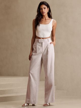 Banana Republic Factory + High-Rise Linen-Cotton Pant in Flax