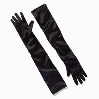 Claire's + Black Satin Long Gloves