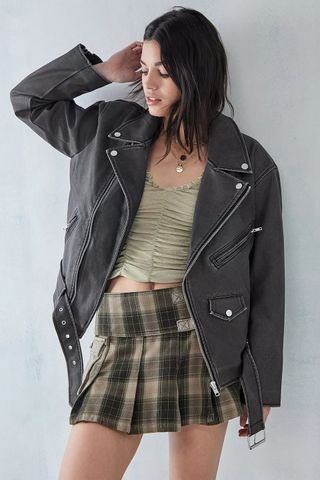 Urban Outfitters + Faux Leather Oversized Biker Jacket
