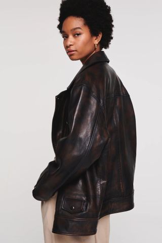 Aligne + Hui Oversized Leather Jacket