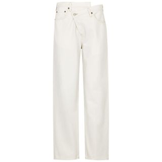 Agolde + Criss Cross White Straight-Leg Jeans