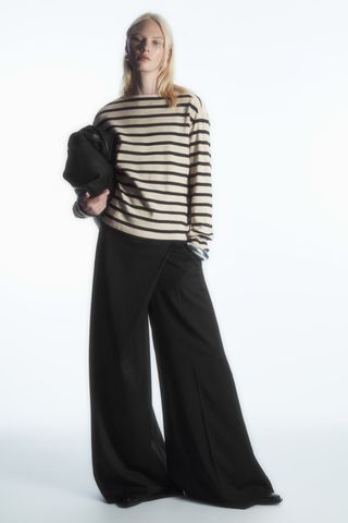 COS + Stripped Boat-Neck Long-Sleeved Top