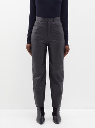 Toteme + Tapered-Leg Leather Trousers