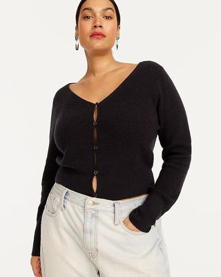 J.Crew + Featherweight Cashmere Cropped Cardigan