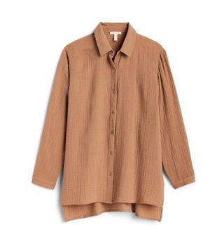 Eileen Fisher + Organic Cotton Gauze Classic Collar Shirt