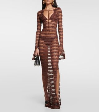 Aya Muse + Semi Sheer Lace Maxi Dress