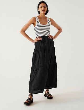 Marks & Spencer + Textured Midaxi Tiered Skirt